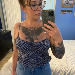 UO Blue Patterned Cami Crop Top Tank